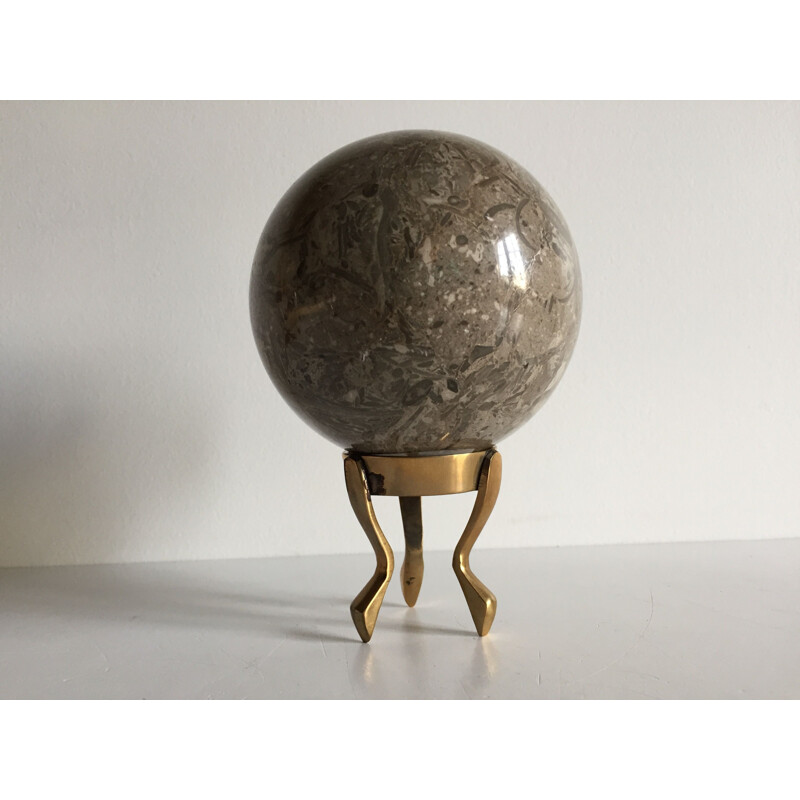 Vintage paperweight in marble and brass