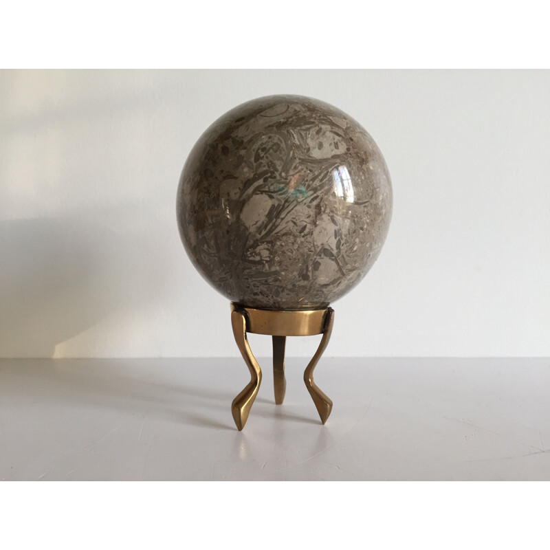 Vintage paperweight in marble and brass