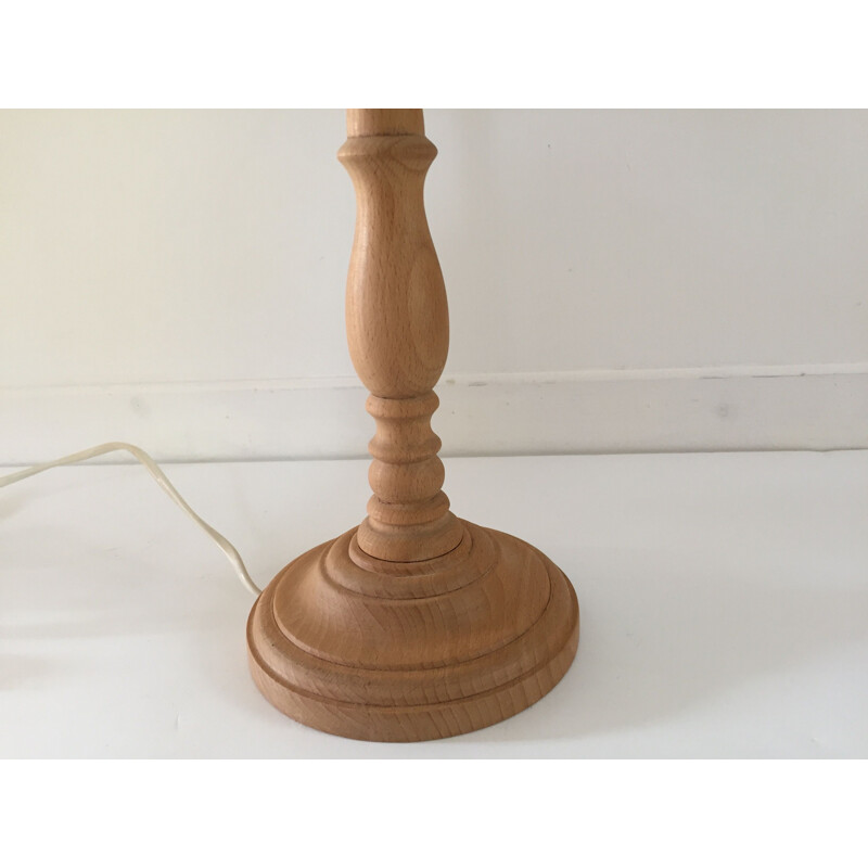 Vintage turned wood lamp, 1980-1990