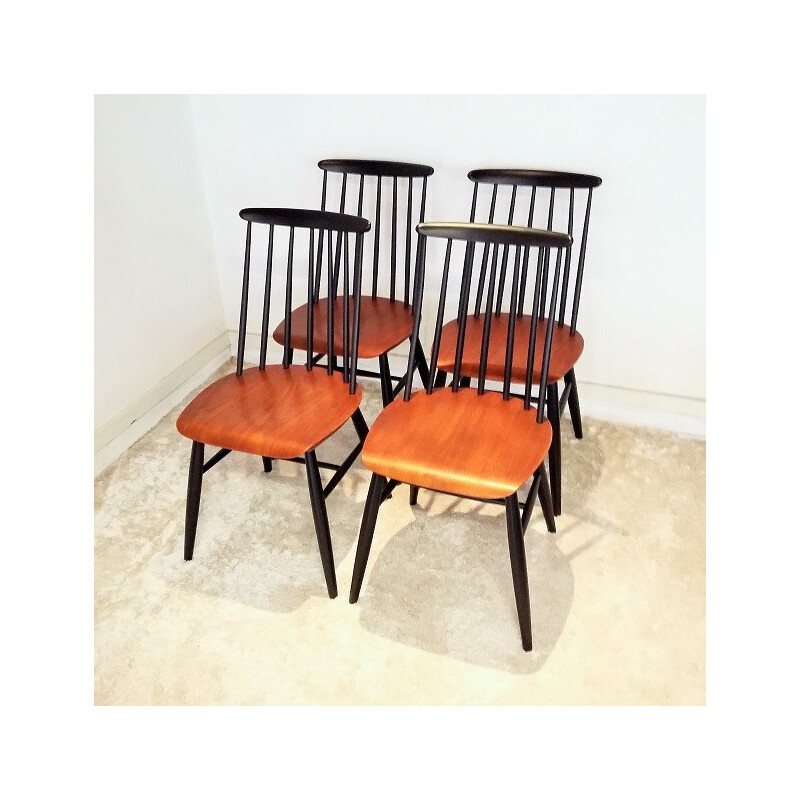 Set of 4 "Fanett" dining chairs in teak wood, Ilmari TAPIOVAARA - 1950s