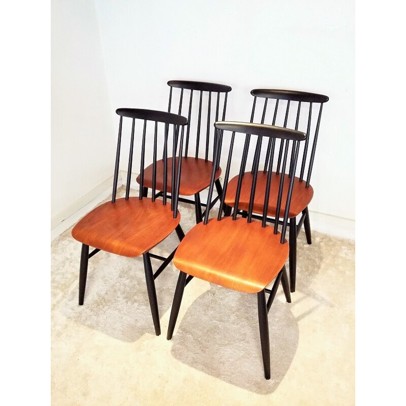 Set of 4 "Fanett" dining chairs in teak wood, Ilmari TAPIOVAARA - 1950s