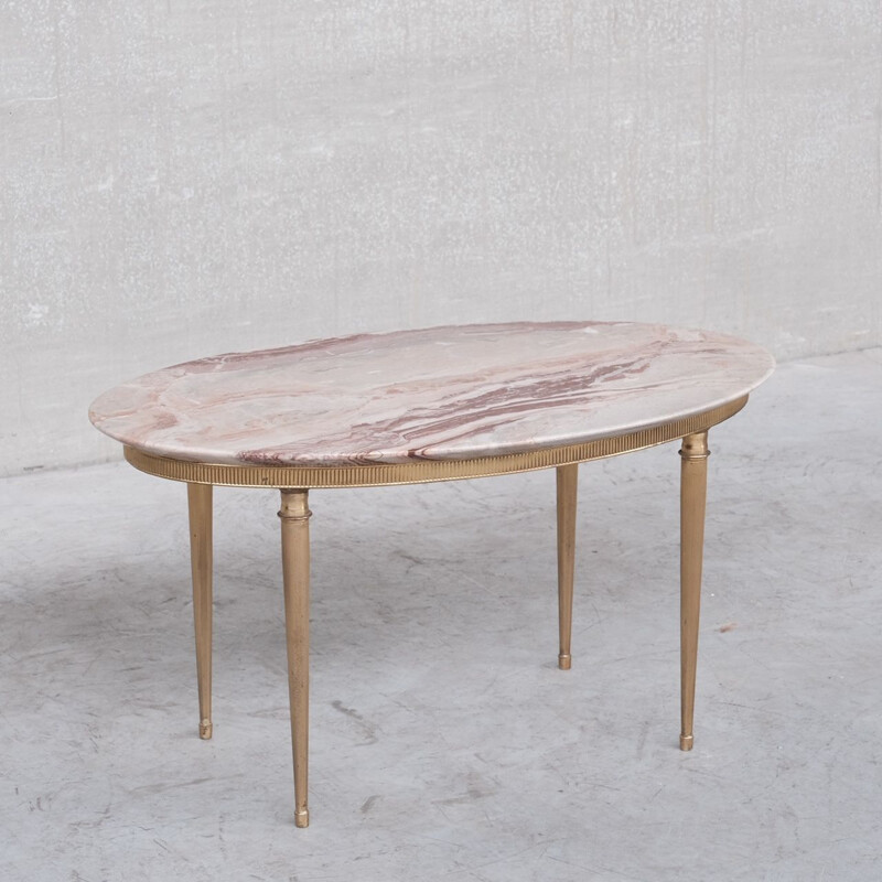 Vintage brass and marble coffee table or side table, France 1950