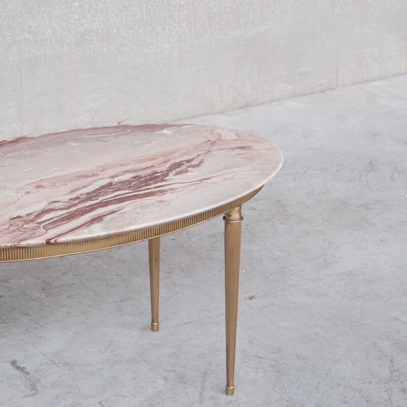 Vintage brass and marble coffee table or side table, France 1950