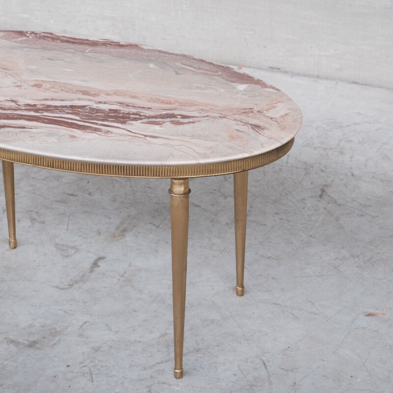 Vintage brass and marble coffee table or side table, France 1950
