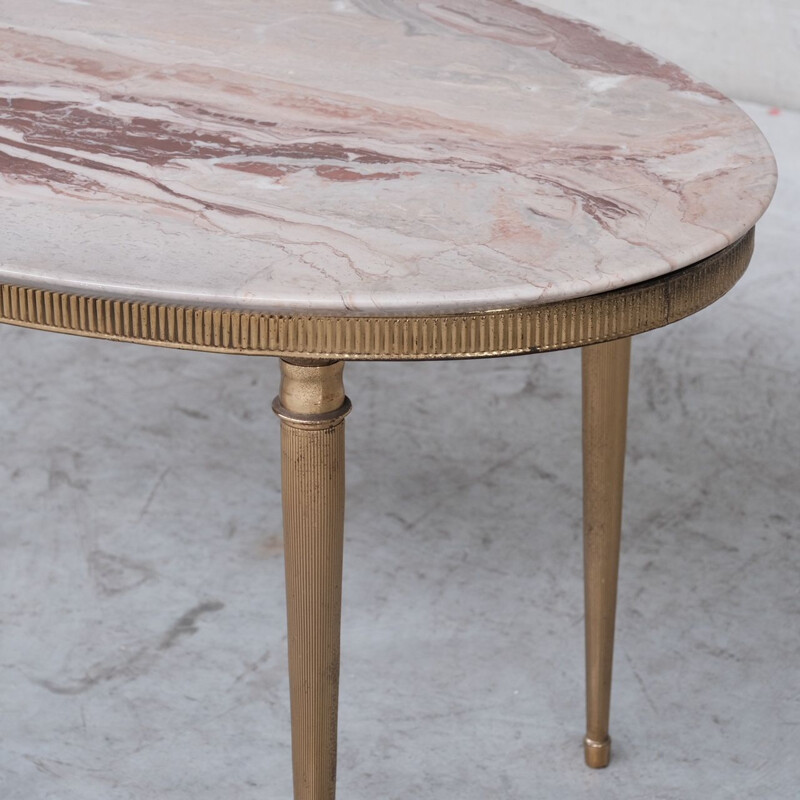 Vintage brass and marble coffee table or side table, France 1950