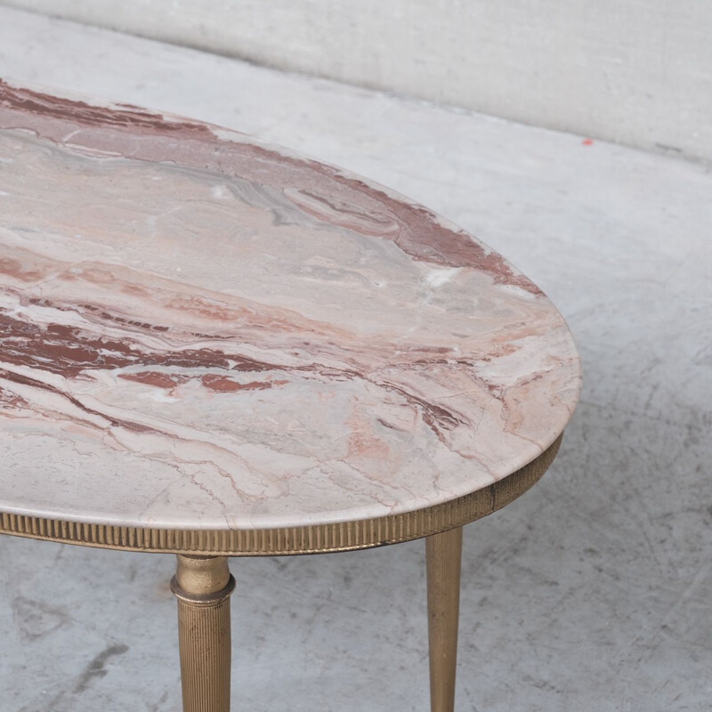 Vintage brass and marble coffee table or side table, France 1950