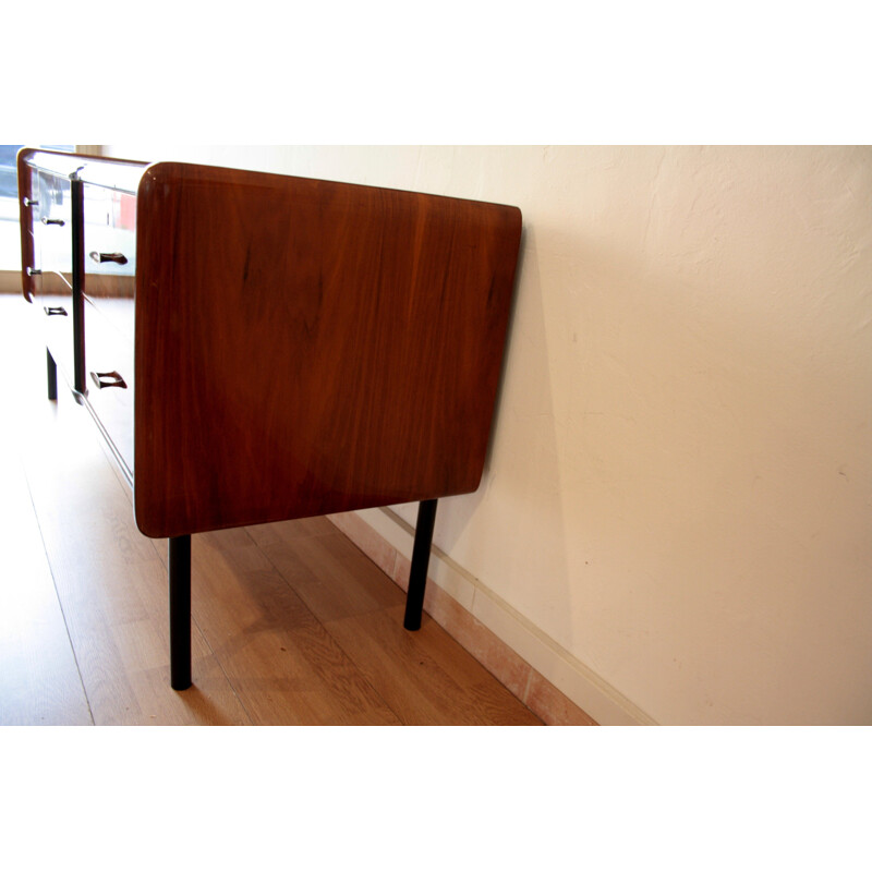 Low vintage walnut sideboard, Italy 1960s