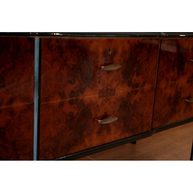 Low vintage walnut sideboard, Italy 1960s