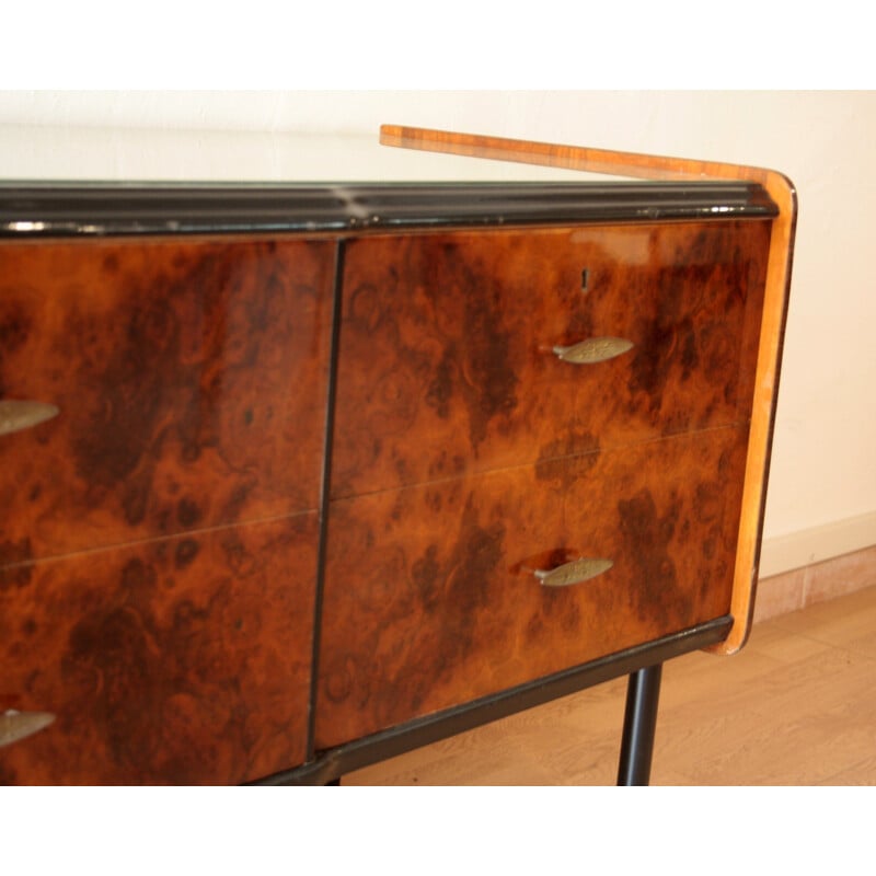 Low vintage walnut sideboard, Italy 1960s