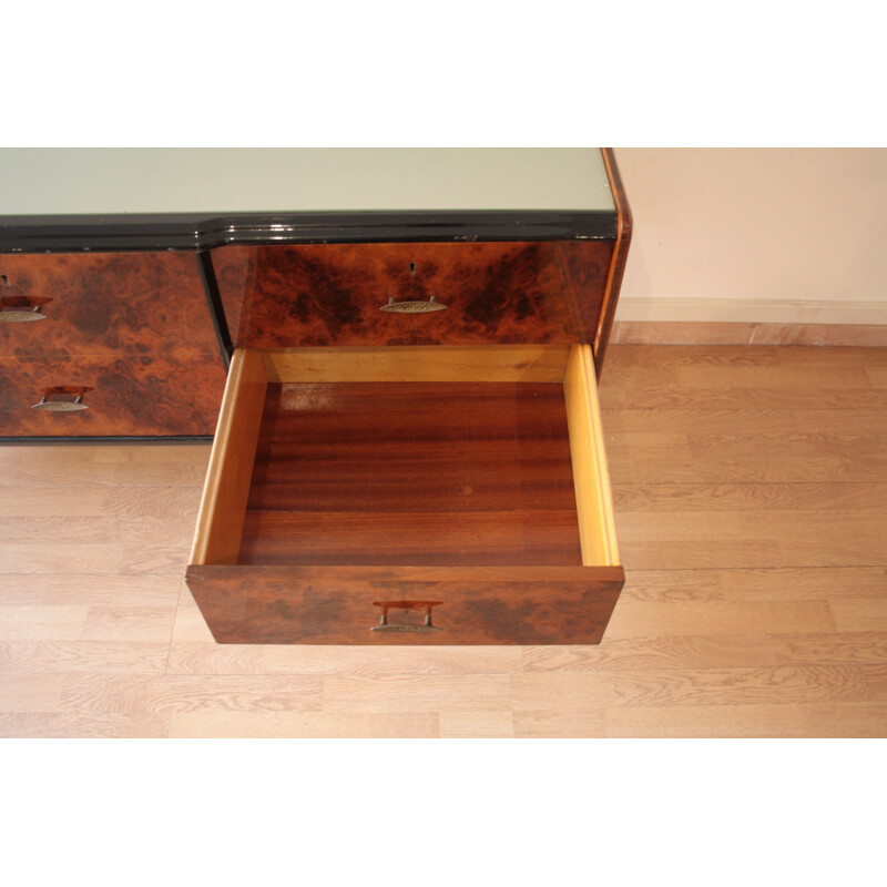 Low vintage walnut sideboard, Italy 1960s