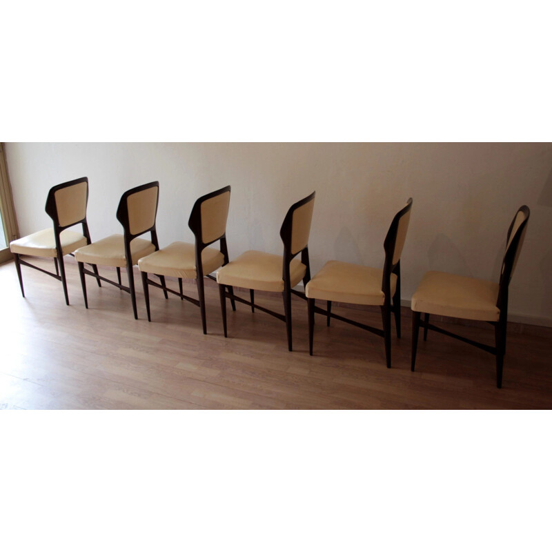 Set of 6 vintage dining chairs in rosewood by Vittorio Dassi for G. Cecchini e C. Lissone-Seregno-Cantu, 1950s