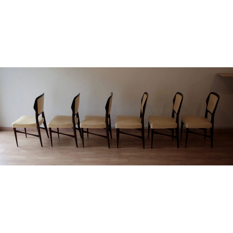 Set of 6 vintage dining chairs in rosewood by Vittorio Dassi for G. Cecchini e C. Lissone-Seregno-Cantu, 1950s