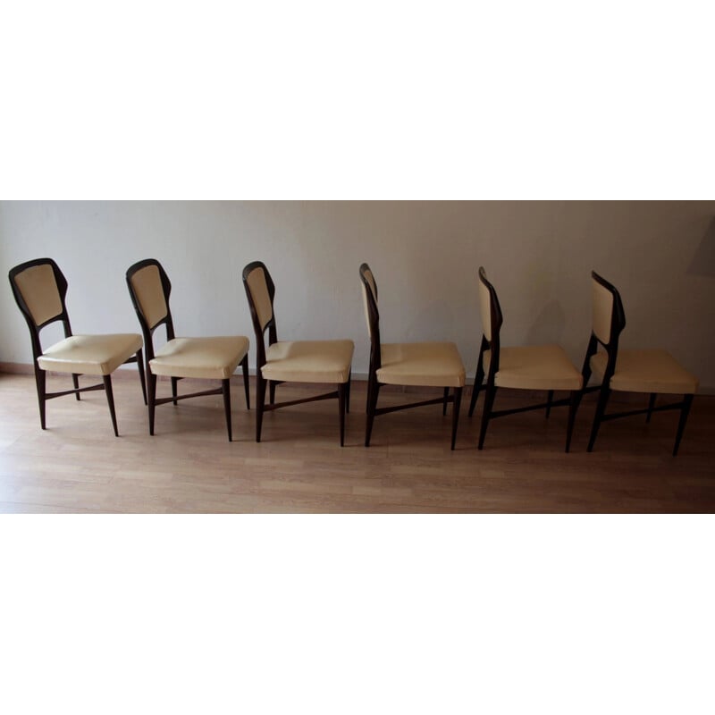 Set of 6 vintage dining chairs in rosewood by Vittorio Dassi for G. Cecchini e C. Lissone-Seregno-Cantu, 1950s