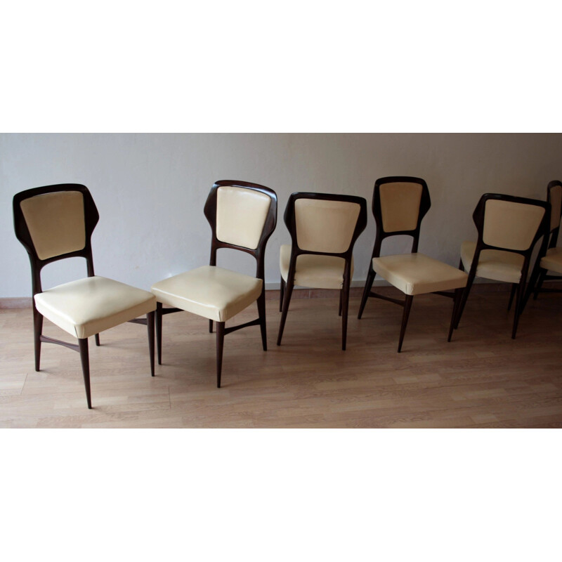 Set of 6 vintage dining chairs in rosewood by Vittorio Dassi for G. Cecchini e C. Lissone-Seregno-Cantu, 1950s