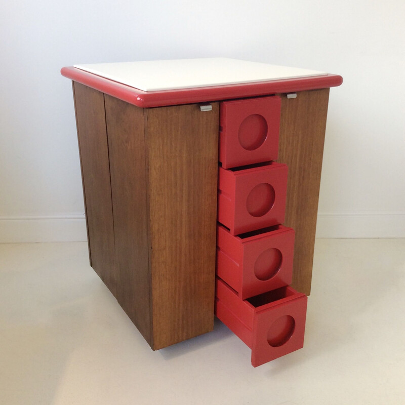 Petit meuble bar vintage de style post-moderne, Italie 1970