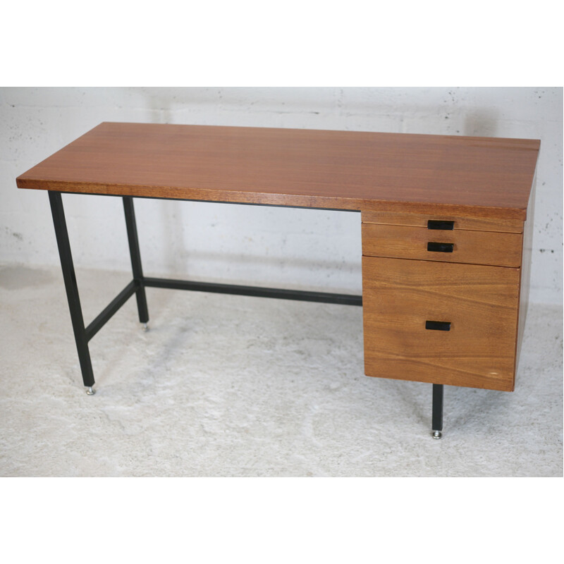 Vintage bureau van hout en staal, Frankrijk 1960