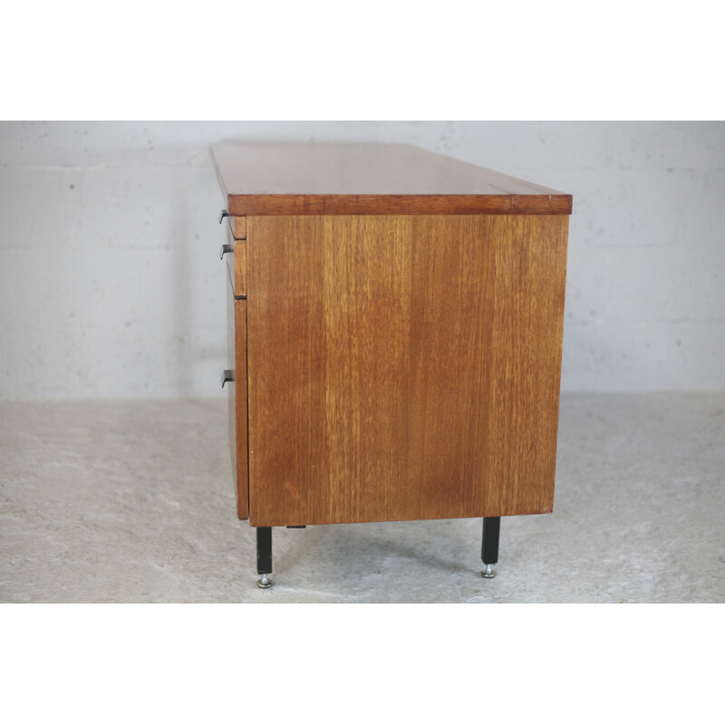 Vintage wood and steel desk, France 1960