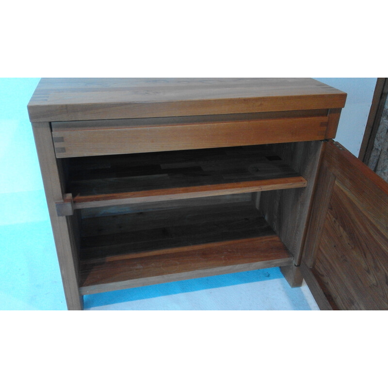 R09 short sideboard in solid elm by Pierre CHAPO - 1960s