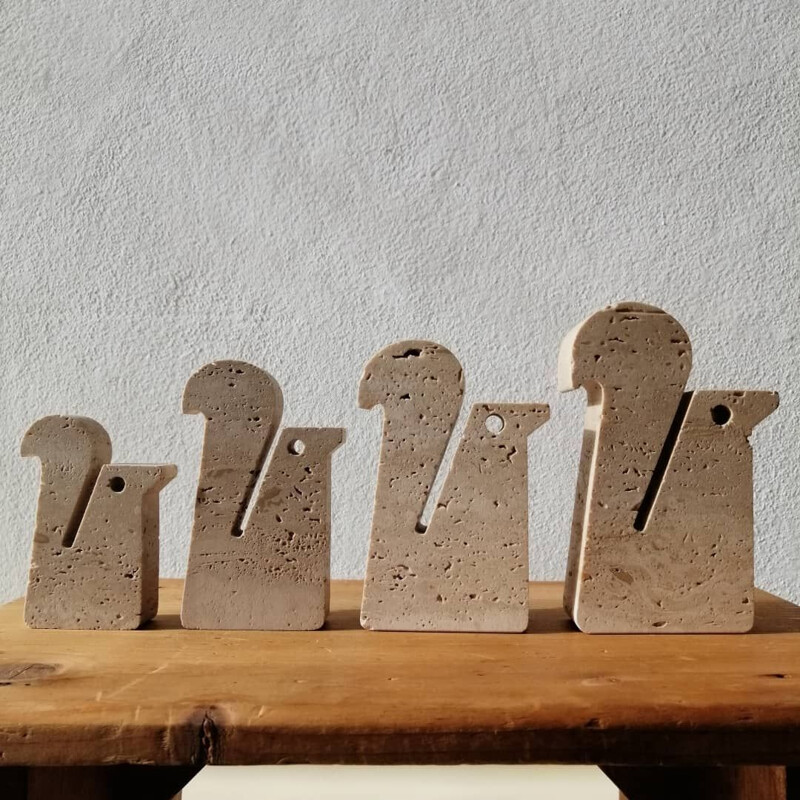 Set of 4 vintage travertine squirrels by F.lli Mannelli, 1970's