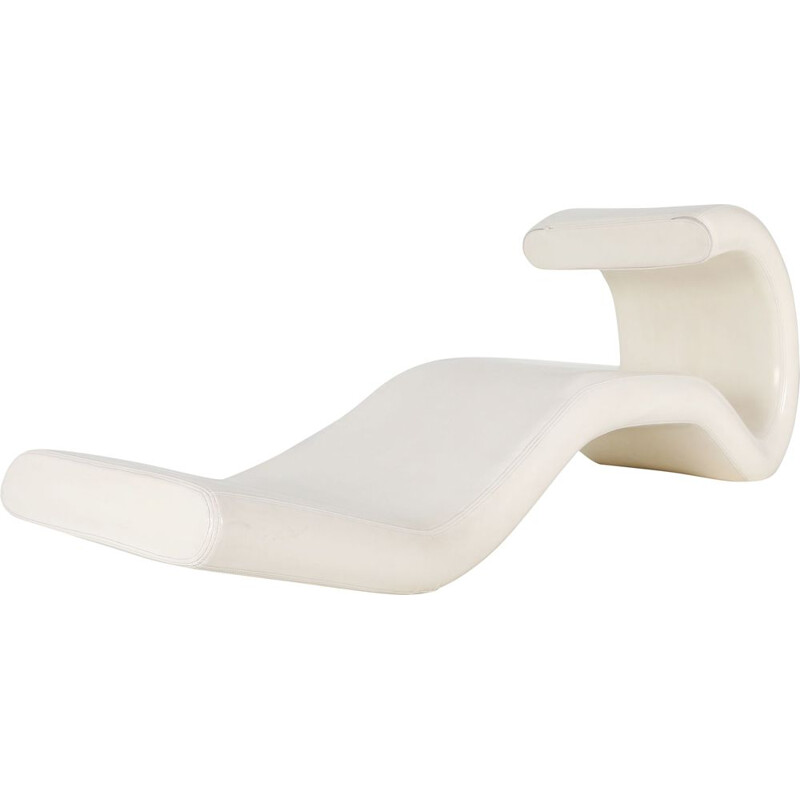 Mid-century white lounge chair with counter weight,1980