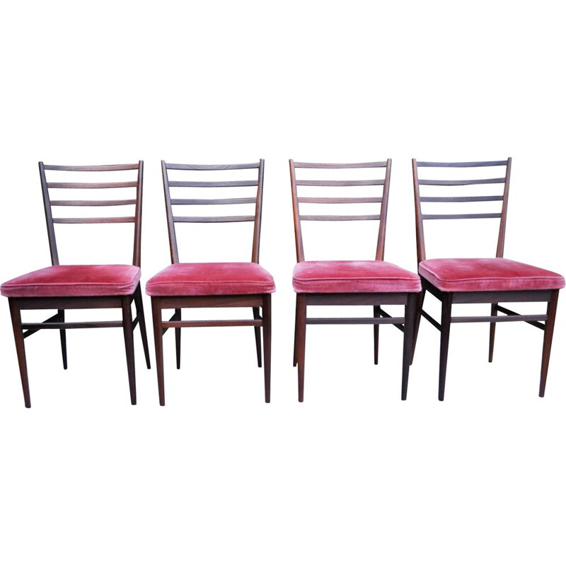 Set of 4 vintage wooden chairs by Meredew