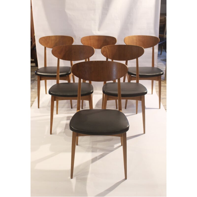 Ensemble de 6 chaises vintage Stella Modèle "Ingrid", 1960