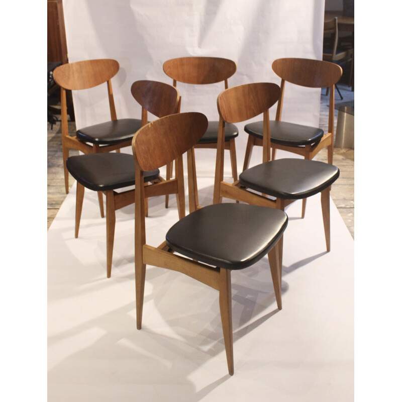 Ensemble de 6 chaises vintage Stella Modèle "Ingrid", 1960