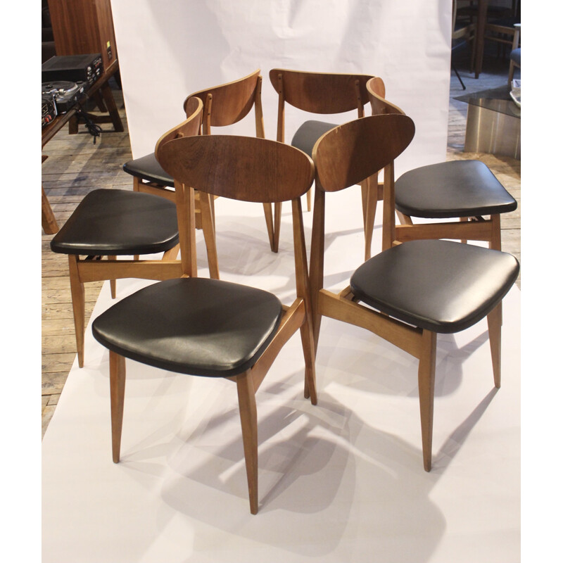 Set of 6 vintage Stella chairs Model "Ingrid", 1960