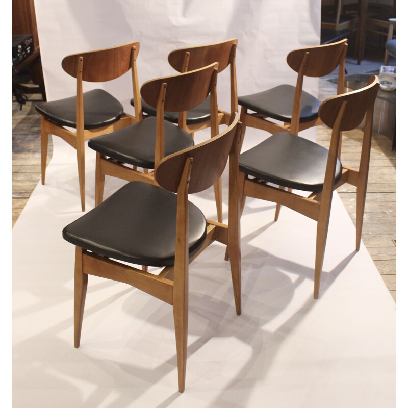 Ensemble de 6 chaises vintage Stella Modèle "Ingrid", 1960