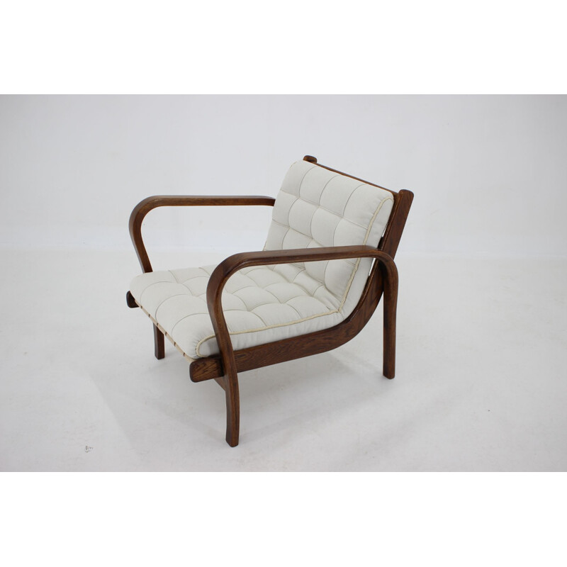 Vintage oak armchair by Karel Kozelka And Antonin Kropacek, Czechoslovakia 1940s