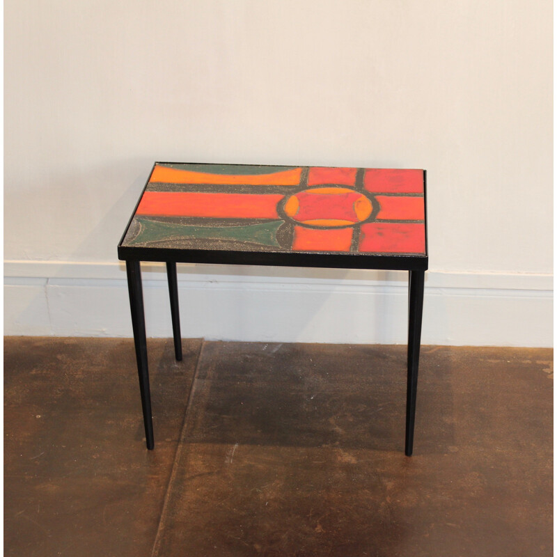 Mid-century lava stone side table, Brothers CLOUTIER - 1950s