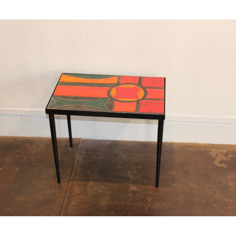 Mid-century lava stone side table, Brothers CLOUTIER - 1950s