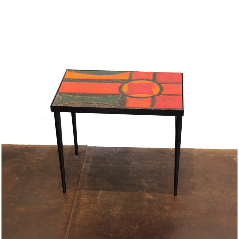 Mid-century lava stone side table, Brothers CLOUTIER - 1950s