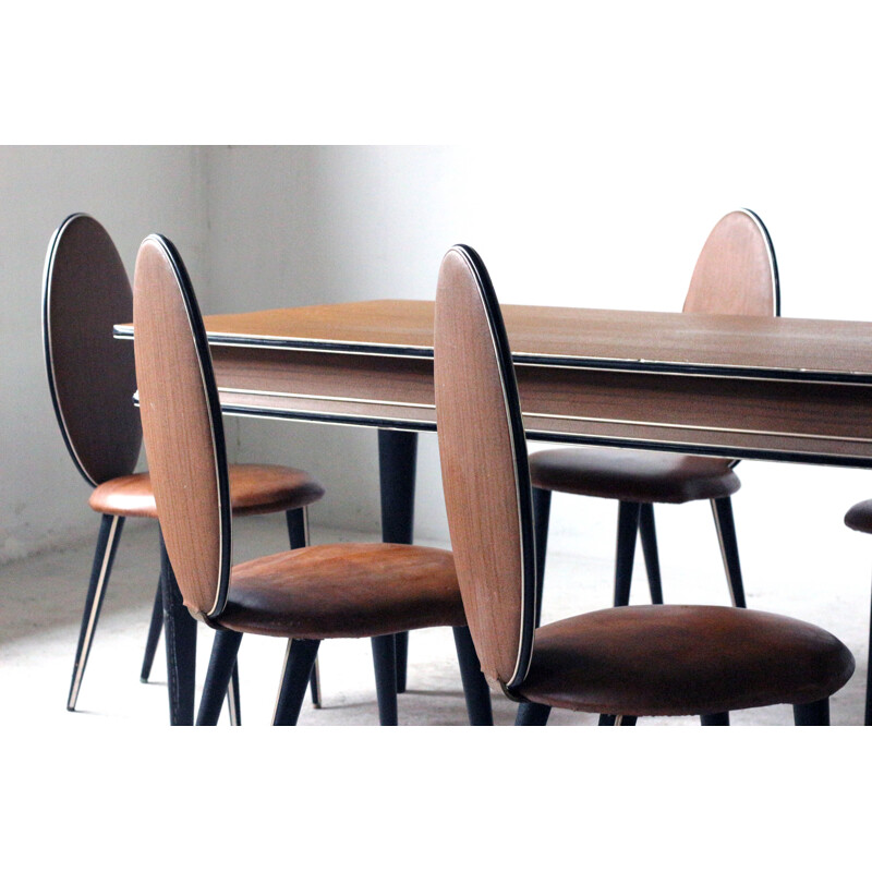 Mid-century dinning table & 6 chairs by Umberto Mascagni, Italy 1950's