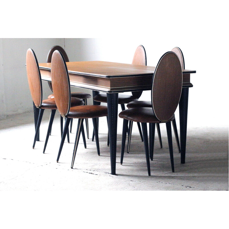 Mid-century dinning table & 6 chairs by Umberto Mascagni, Italy 1950's