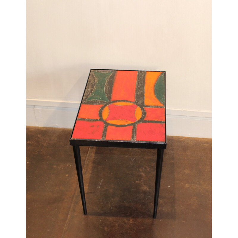 Mid-century lava stone side table, Brothers CLOUTIER - 1950s