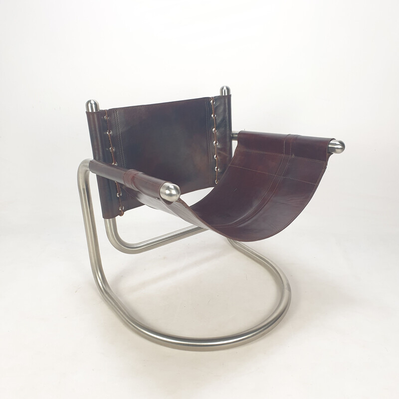Set of 2 Italian mid-century lounge chairs, 1980's