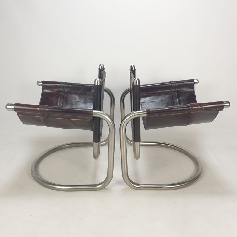 Set of 2 Italian mid-century lounge chairs, 1980's