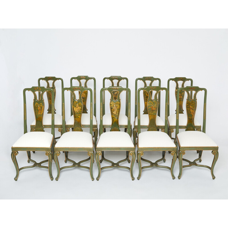 Ensemble de 10 chaises vintage par Maison Jansen, 1940 