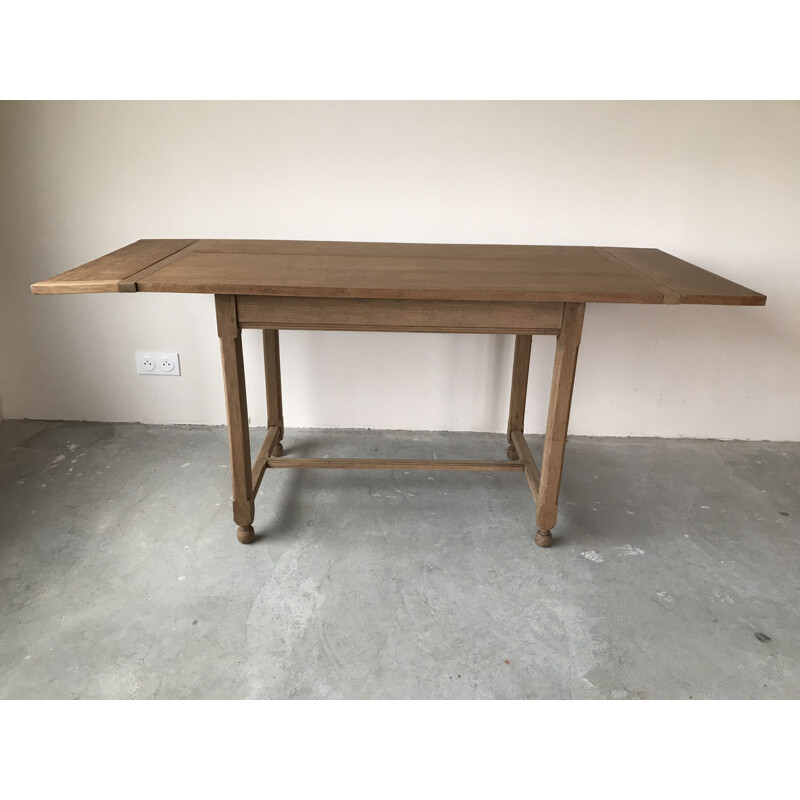 Solid oak vintage farm table with extensions