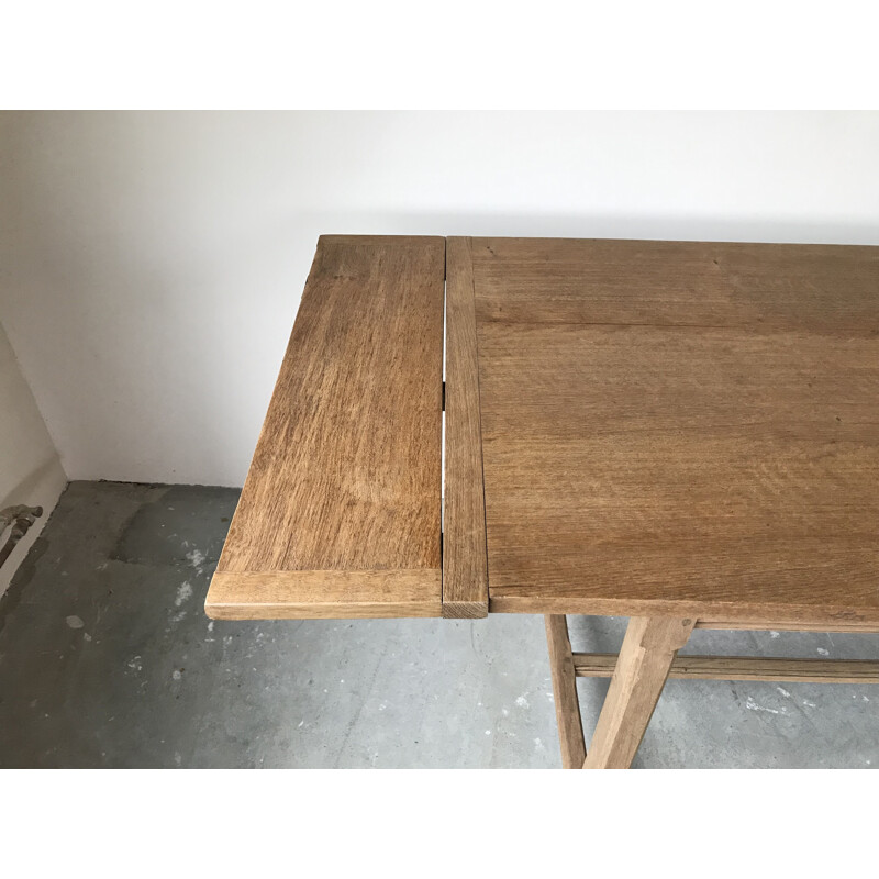 Solid oak vintage farm table with extensions