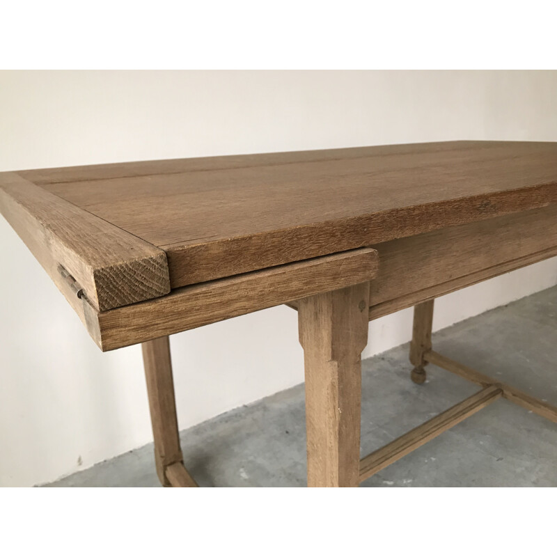 Solid oak vintage farm table with extensions