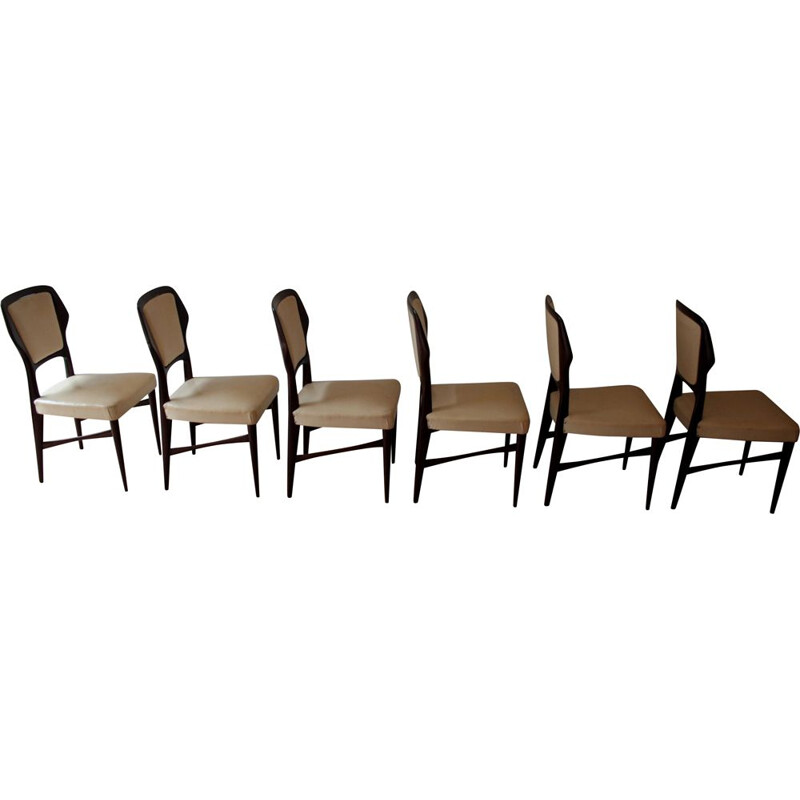 Set of 6 vintage dining chairs in rosewood by Vittorio Dassi for G. Cecchini e C. Lissone-Seregno-Cantu, 1950s