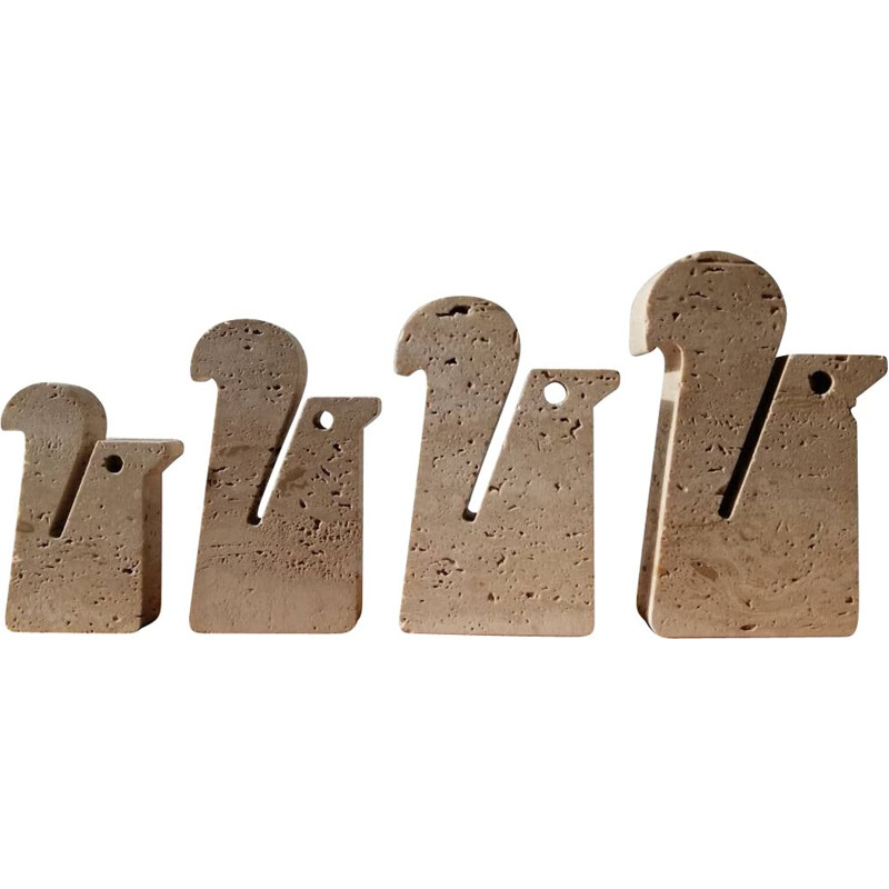 Set of 4 vintage travertine squirrels by F.lli Mannelli, 1970's