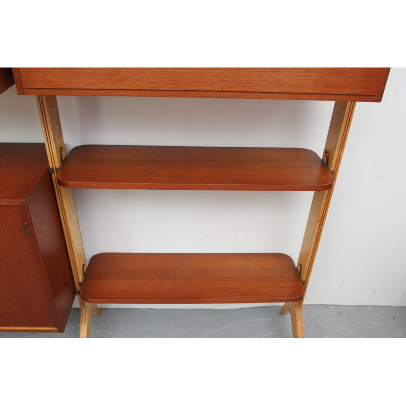 Mid century German teak wall unit - 1950s