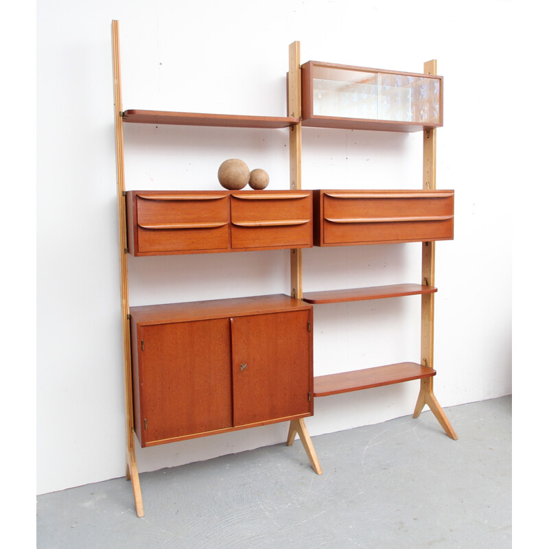 Mid century German teak wall unit - 1950s