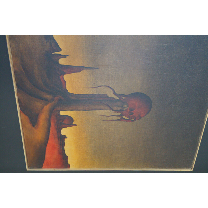 Huile sur toile vintage de Dumoulin, 1964