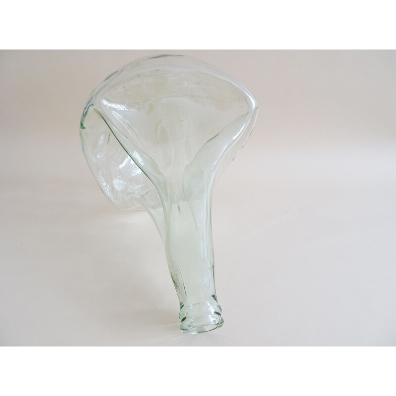 Mid-century large twisted glass balloon bottle