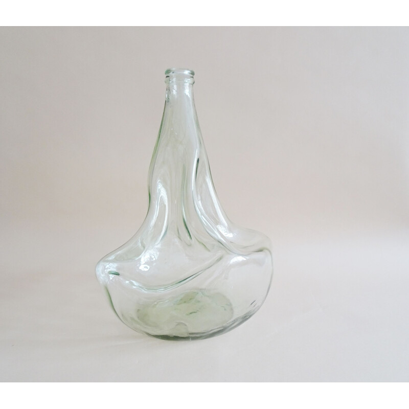 Mid-century large twisted glass balloon bottle