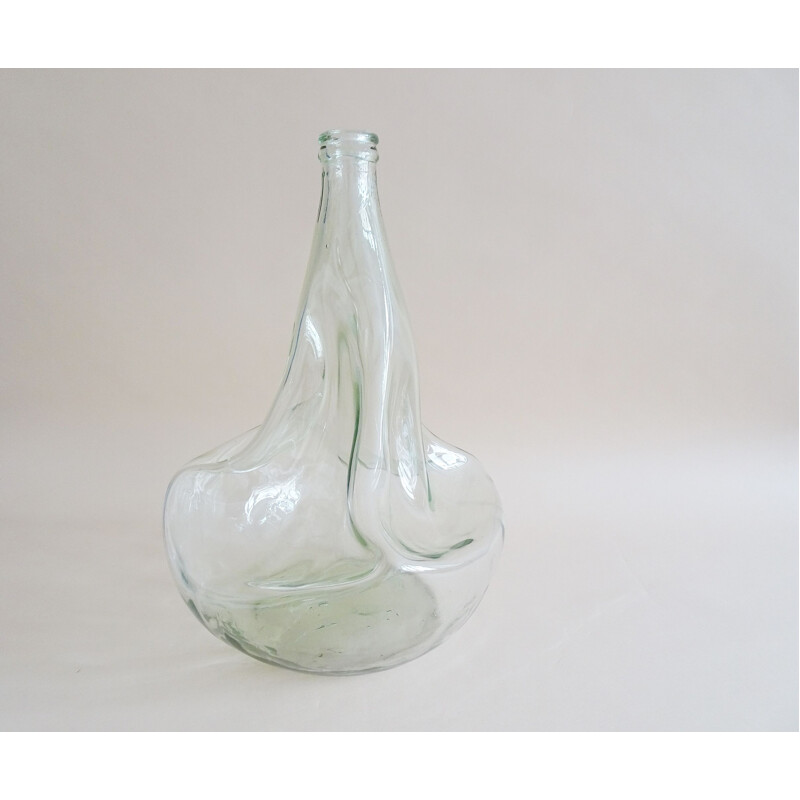 Mid-century large twisted glass balloon bottle